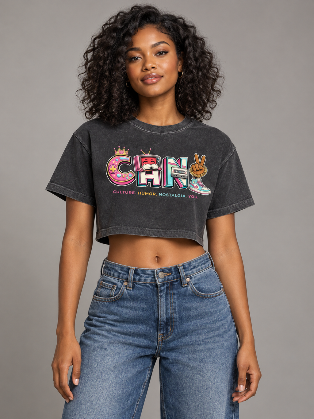 CHNYID,croptee,graphictee,washedfinish,cotton,retrographic,nostalgia,womens,shortsleeve