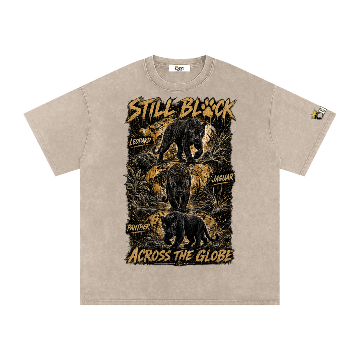 CHNY,Featured Collection,Streetwear,Graphic Tee,Luxury Streetwear,Black Cats,Oversized Tee,Vintage Wash,Premium Cotton,Statement Piece